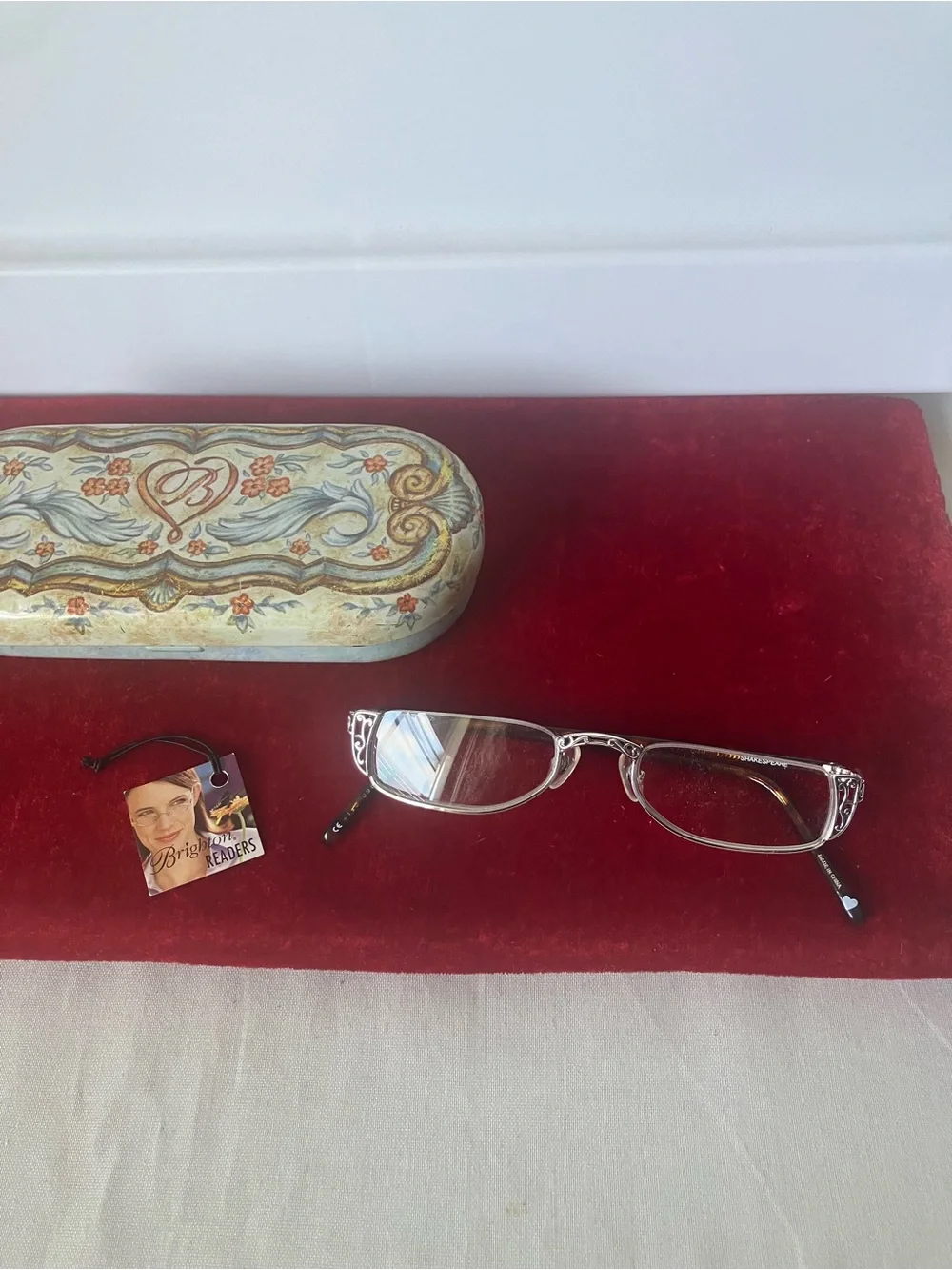 Brighton Shakespeare Reading Eyeglasses Silver Tortoise +1.0 Readers In Tin Case